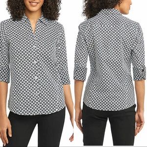 FOXCROFT Chain Print Button Down Shirt size S
